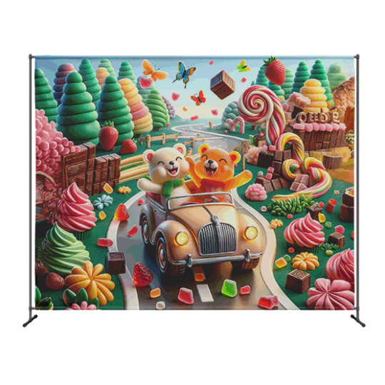 Gummy Bears' Waffle Car Adventure in Candyland Download This backdrop Enchanting Digital Illustration Today!