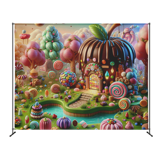 Candytopia A Dreamy Digital Landscape for Creative Stores and Whimsical Design Assets backdrop Illustration